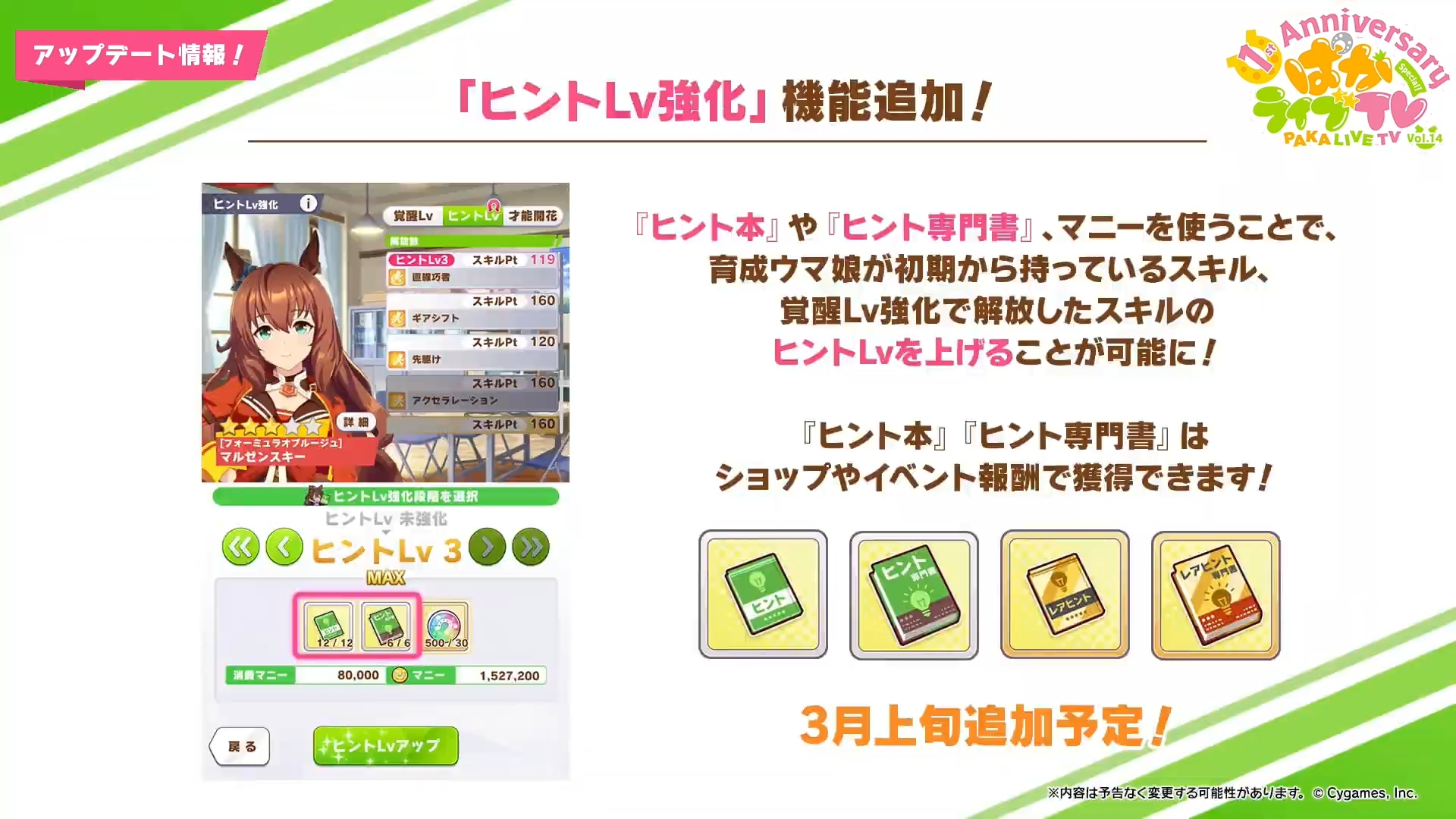 【ウマ娘】『ヒントLv強化』機能が実装！しかしヒント本が重すぎる･･･の画像